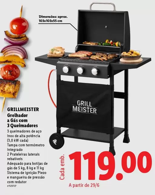 A+ - Grelhador A Gas Com 3 Queimadores