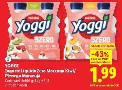 yoggi - Logurte Liquido Zero Morango Kiwi/Pessego Maracujá