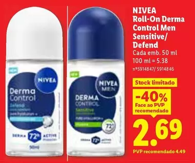 Nivea - Roll-on Derma Control Men Sensitive/ Defend
