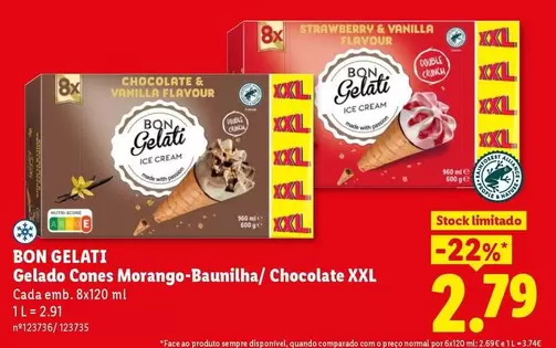 XXL - Gelado Cones Morango-Baunilha/Chocolate Xxl