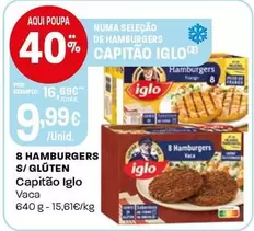 Iglo - 8 Hamburgers S/ Gluten