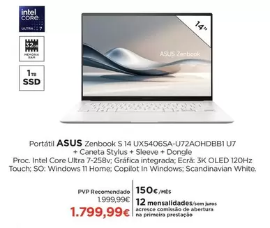 Asus - Zenbook S 14 Ux5406sa-u72aohdbb 1 U7