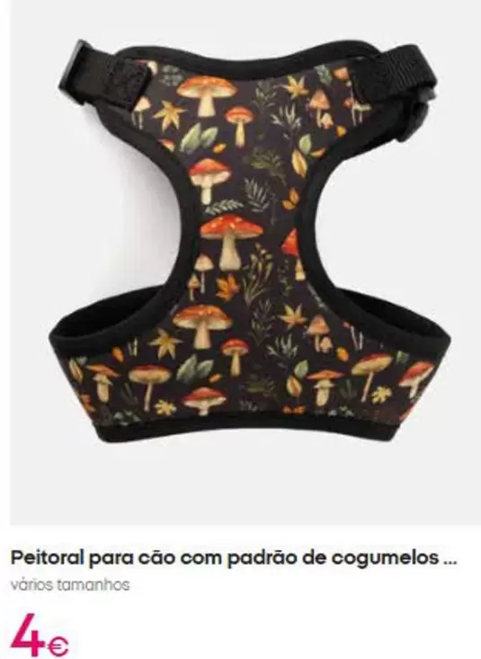 .Com - Peitoral Para Cao Com Padrão De Cogumelos