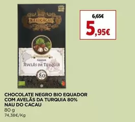 Nau Do Cacau - Chocolate Negro Bio Equador Com Avelas Da Turquia 80%