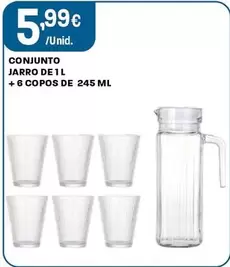 Conjunto Jarro De 1L + 6 Copos De 245 Ml