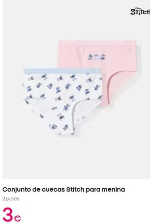 Conjunto De Cuecas Stitch Para Menina