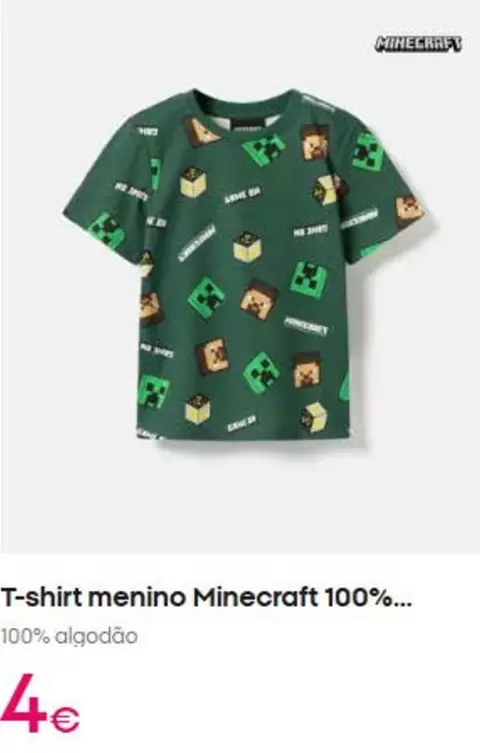 Minecraft - T-shirt Menino  100%