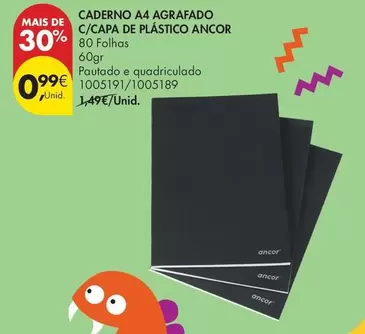 Caderno A4 Agrafado C/capa De Plástico Ancor