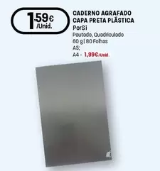 Porsi - Caderno Agrafado Capa Preta Plastica