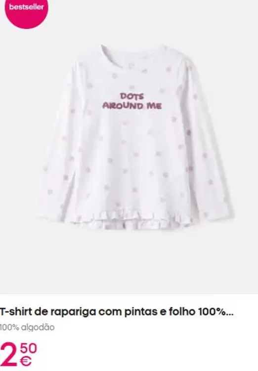 .Com - T-shirt De Rapariga Com Pintas E Folho 100%