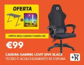 Lovit - Cadeira Gaming Lovet Dive Black Tecido E Acolchamento De Espuma