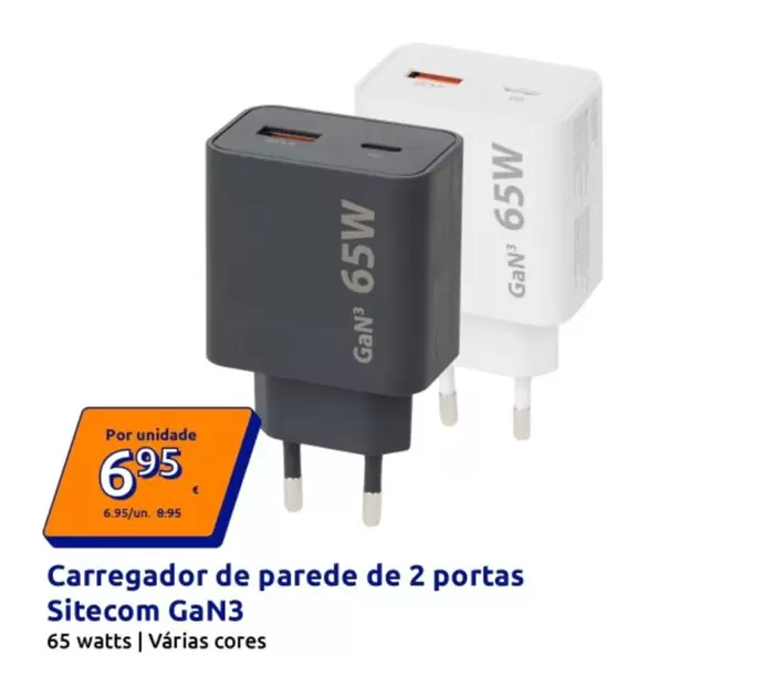 GaN3 - Carregador De Parede De 2 Portas Sitecom