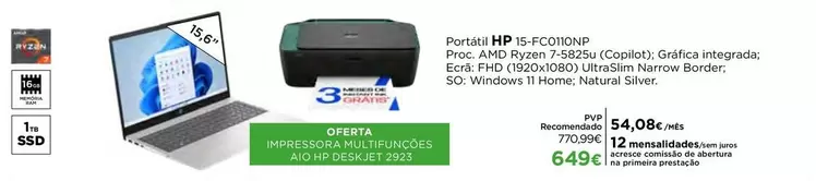 HP - Portátil 15-fc0110np