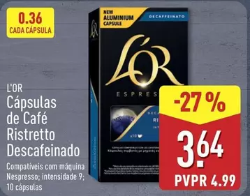 L'or - Capsulas De Cafe Ristretto Descafeinado