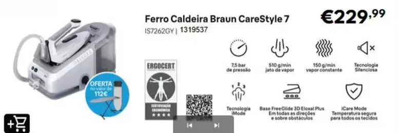 Valor - Ferro Caldeira Braun Carestyle 7