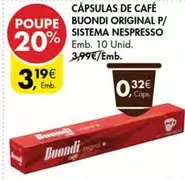 Nespresso - Cápsulas De Café Buondi Original P/ Sistema
