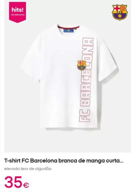 T-shirt Fc Barcelona Branca De Manga Curta