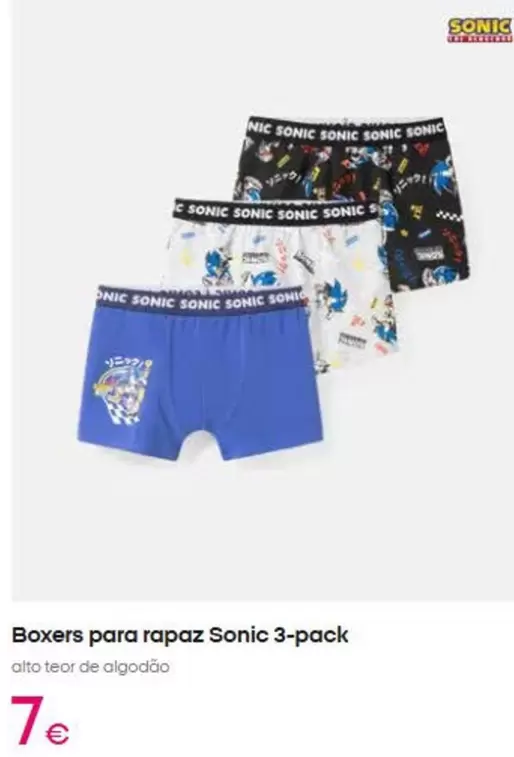 Boxers Para Rapaz Sonic 3-pack