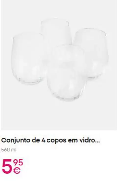 Conjunto De 4 Copos Em Vidro...