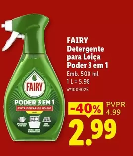 Fairy - Detergente Para Loiça Poder 3 Em 1