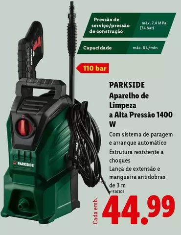 parkside - Aparelho De Limpeza A Alta Pressao 1400 W