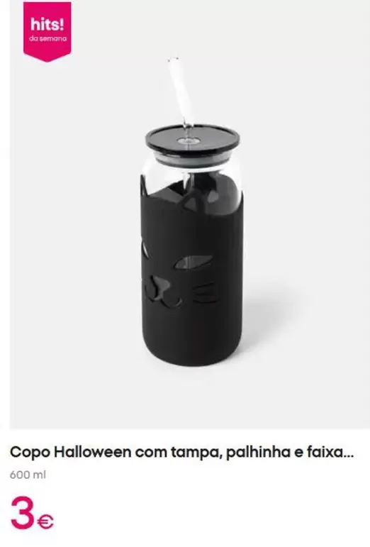 .Com - Copo Halloween com Tampa, Palhinha e faixa...