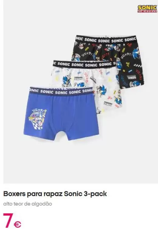 Boxers Para Rapaz Sonic 3-pack