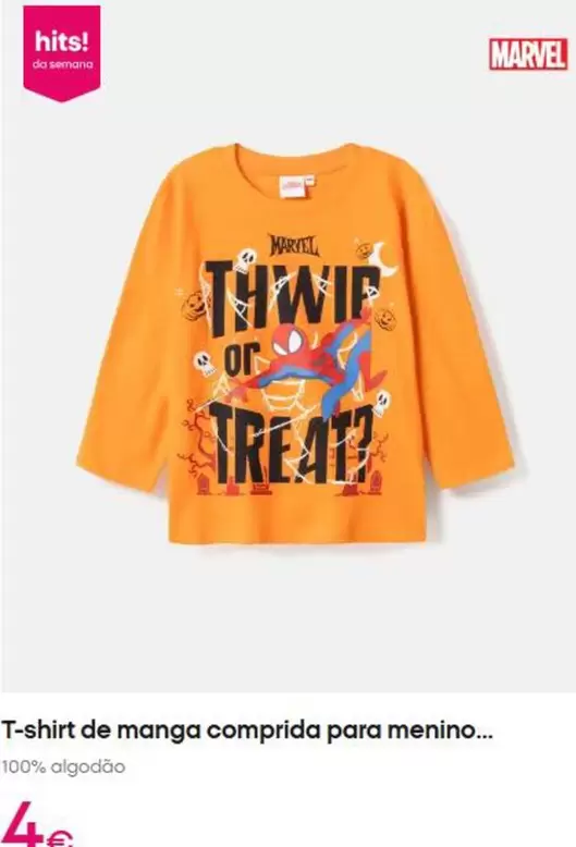 Marvel - T-shirt De Manga Comprida Para Menino