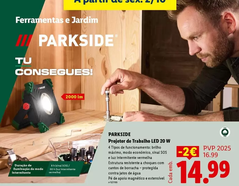 parkside - Projetor De Trabajo Led 20 W