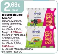 Mimosa - Iogurte Liquido Banana/Morango/Frutos Vermelhos,