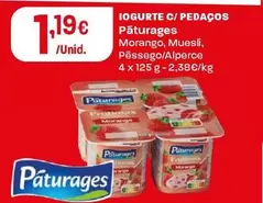 Páturages - Iogurte C/Pedaços Morango/Muesli/Pêssego/Alperce