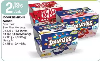 Nestlé - Iogurte Mix-In Smarties: Baunilha/Morango/Kit Kat