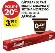 Nespresso - Cápsulas De Café Buondi Original P/ Sistema