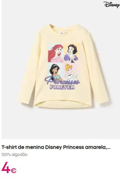 Princess - T-shirt De Menina Disney Amarela