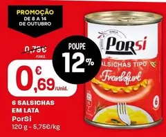 Porsi - 6 Salsichas Em Lata