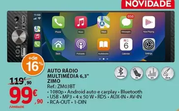 Auto Radio Multimedia 6.3"
