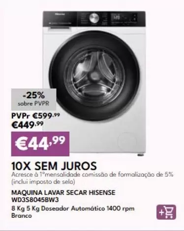 Hisense - Maquina Lavar Secar WD338045BW3