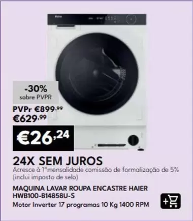 Haier - Maquina Lavar Roupa Encastre Hwb100-b1485bu-s
