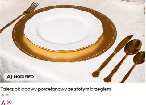 Talerz Obiadowy Porcelanowy Ze Zlotyn Brzegiem