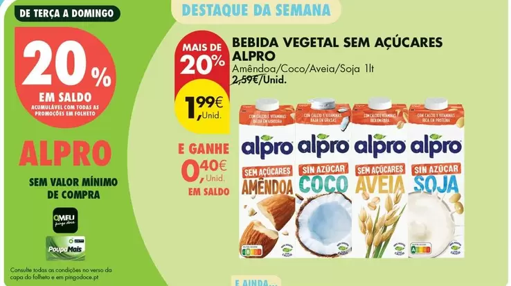 Alpro - Bebida Vegetal Sem Acucares
