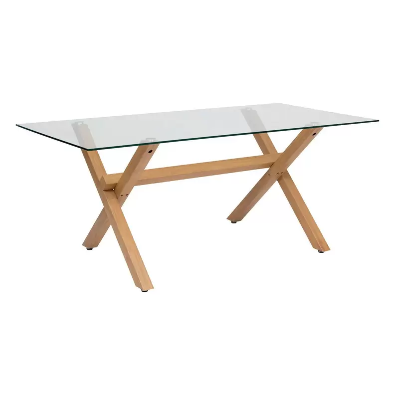 Mesa de jantar JOREL com tampo de vidro 90x180cm