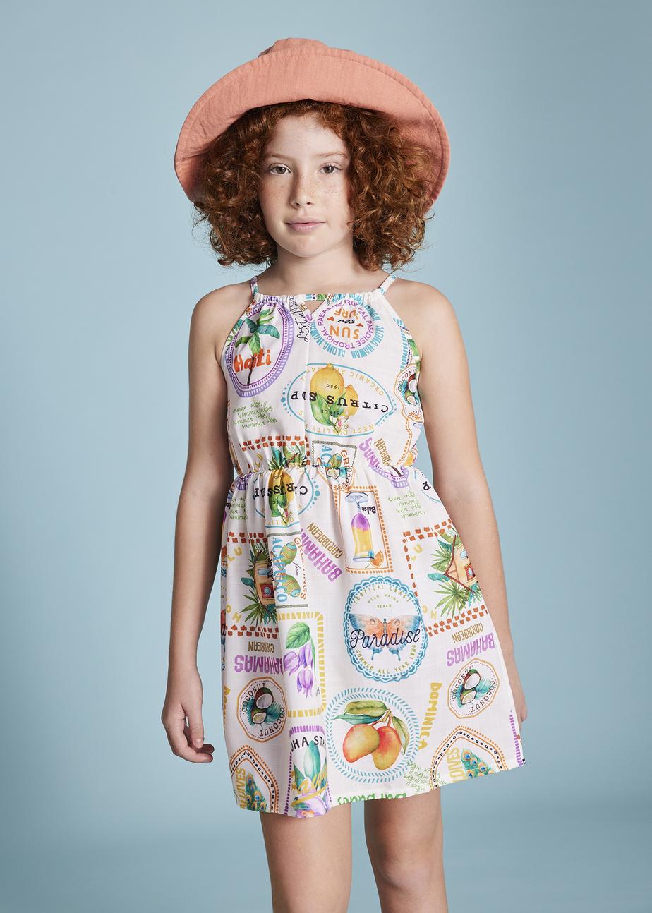 Vestido halter estampado rapariga