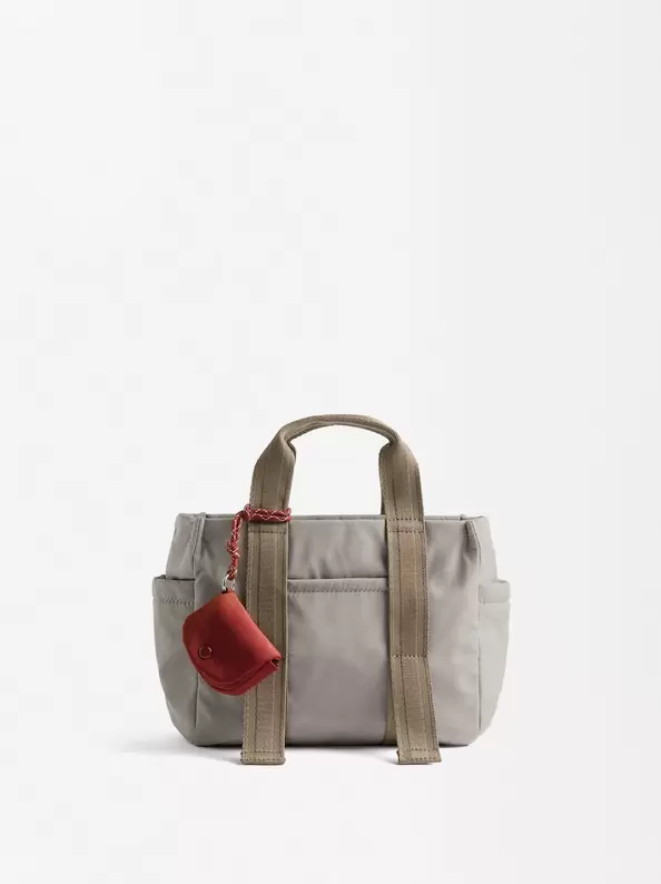 Nylon tote bag with pendant
