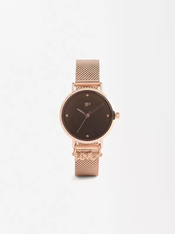 Stainless steel bracelet watch with charm