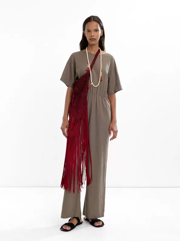 Linen-blend jumpsuit with pockets