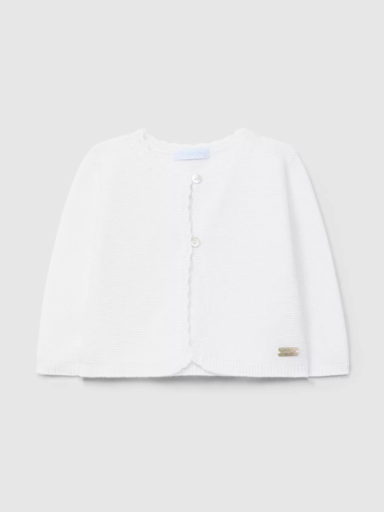 Knitted cardigan with round neckline and ruched detail