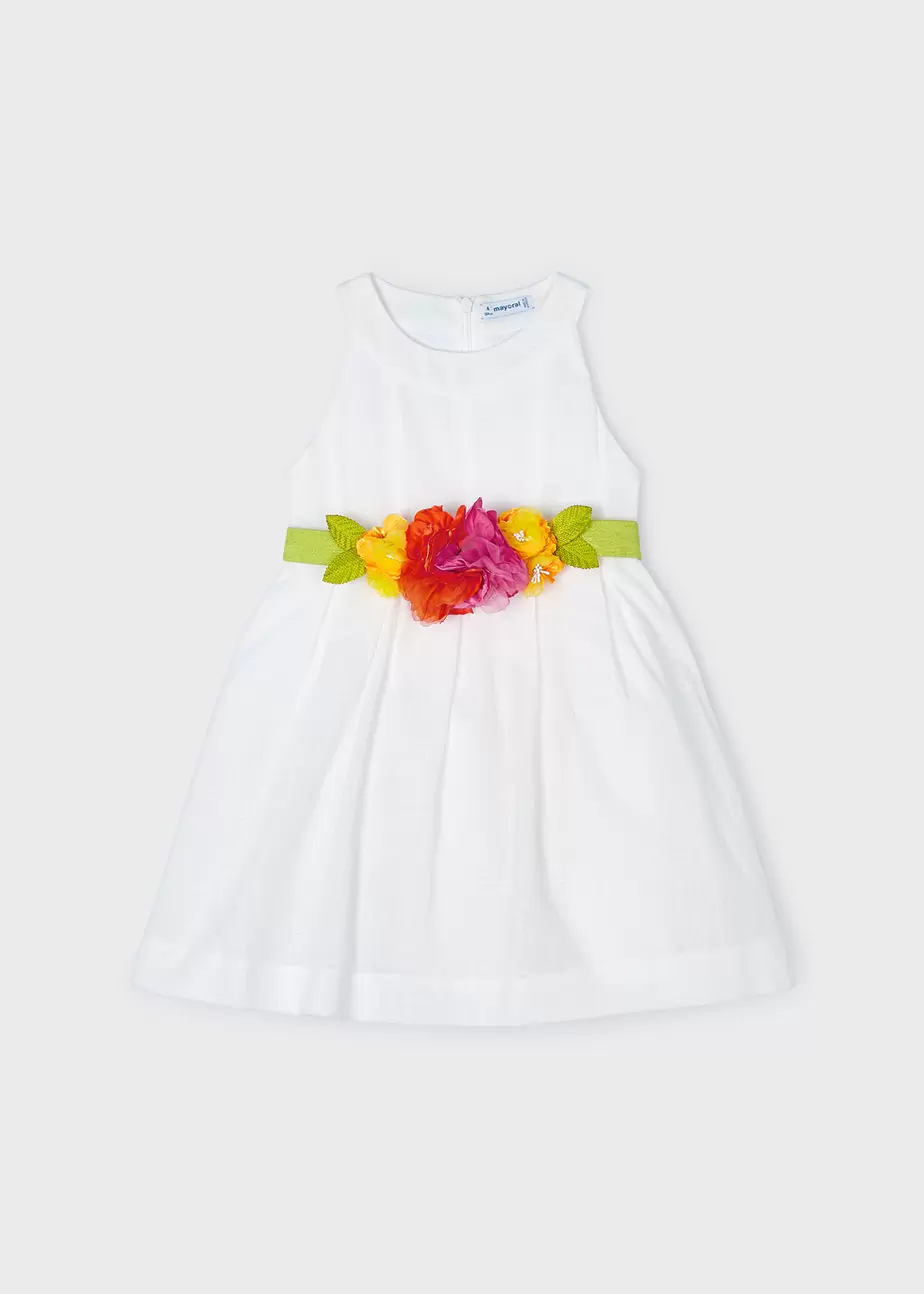 Vestido com cinto floral menina
