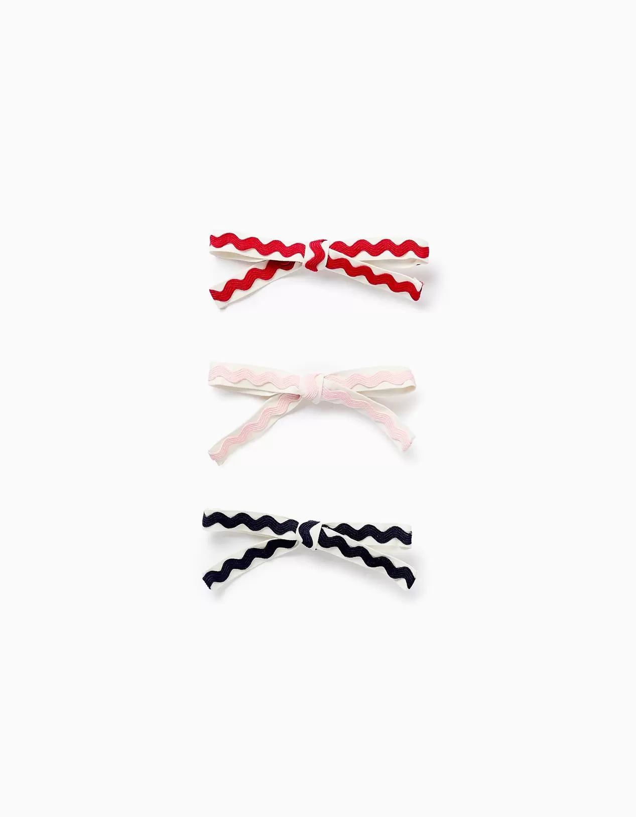 Pack 3 Ganchos com Fitas Gregas para Menina, Branco/Vermelho/Rosa/Azul