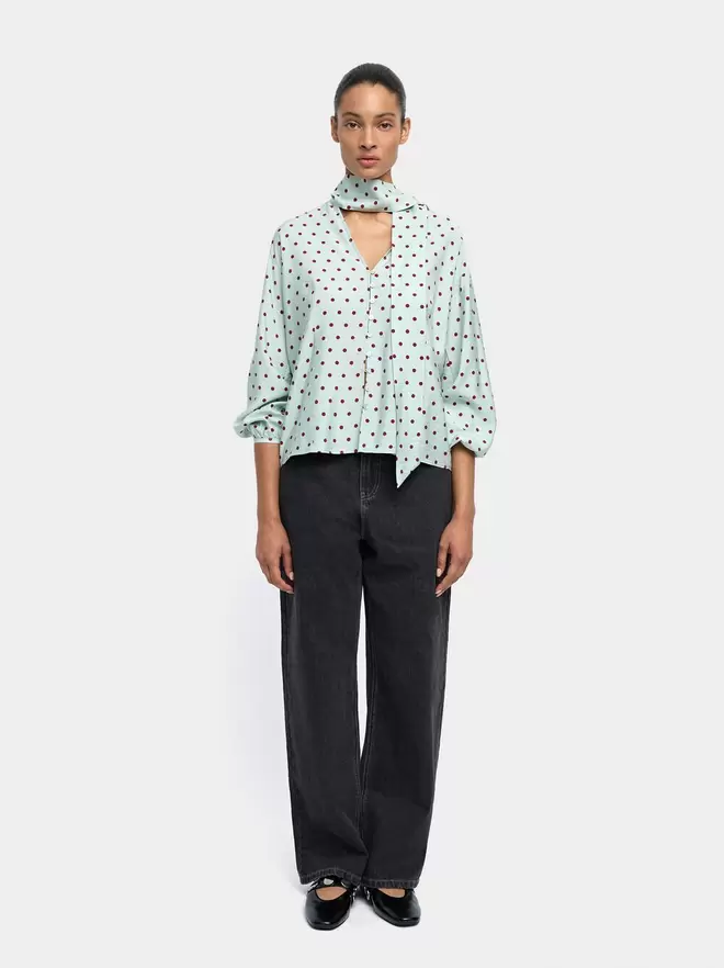 Shirt with printed polka dots