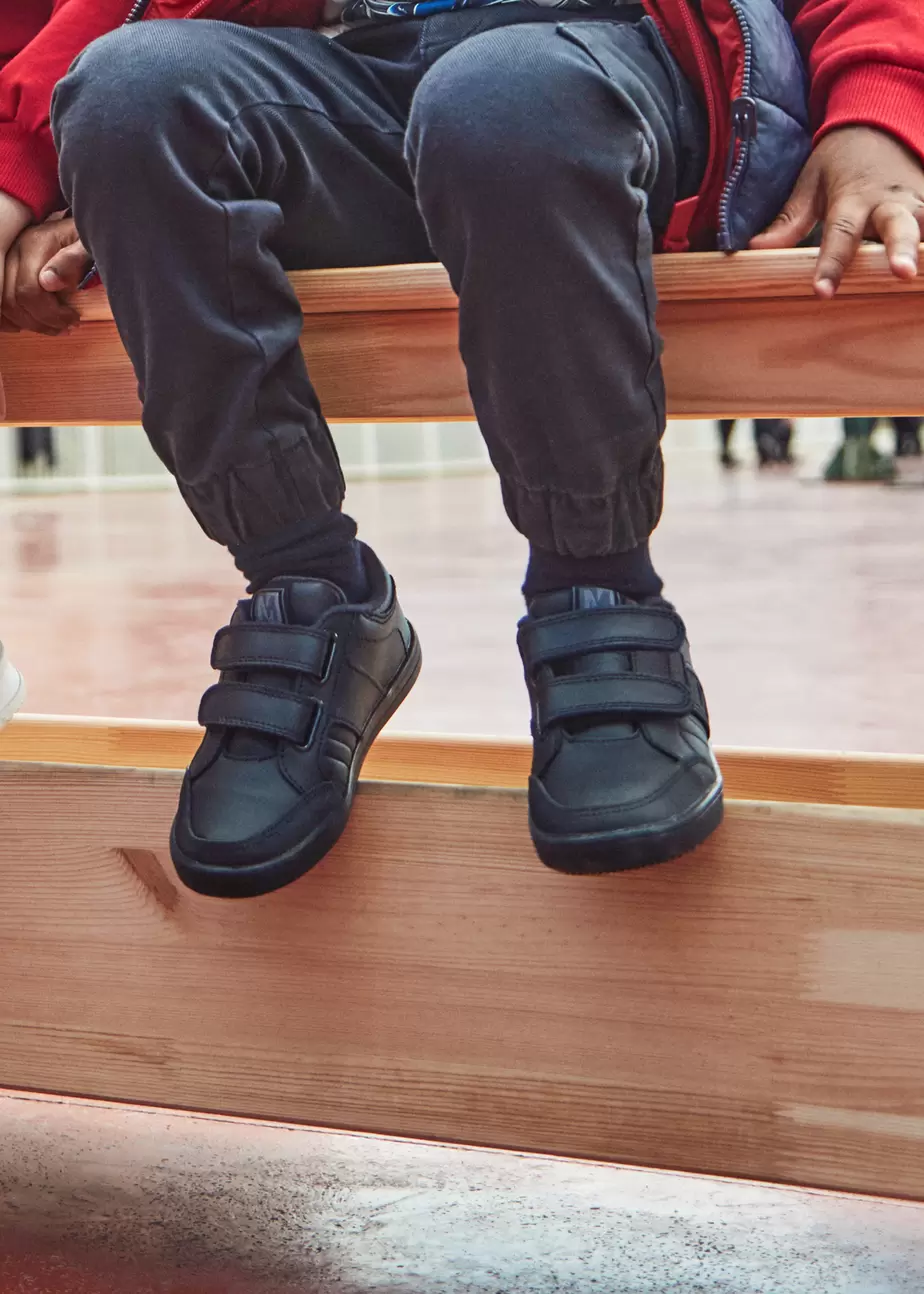 Sapatilhas de pele duplo velcro menino